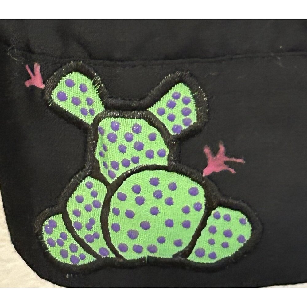 1980s Tarango Appliqué Black Shirt Southwestern Cactus Animals Button Up Sz M - Picture 5 of 16
